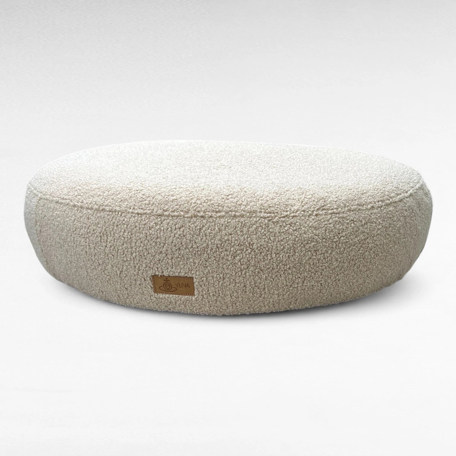 Rundes orthopädisches Hundebett mit Premium Bouclé Bezug Cuddly Teddy beige