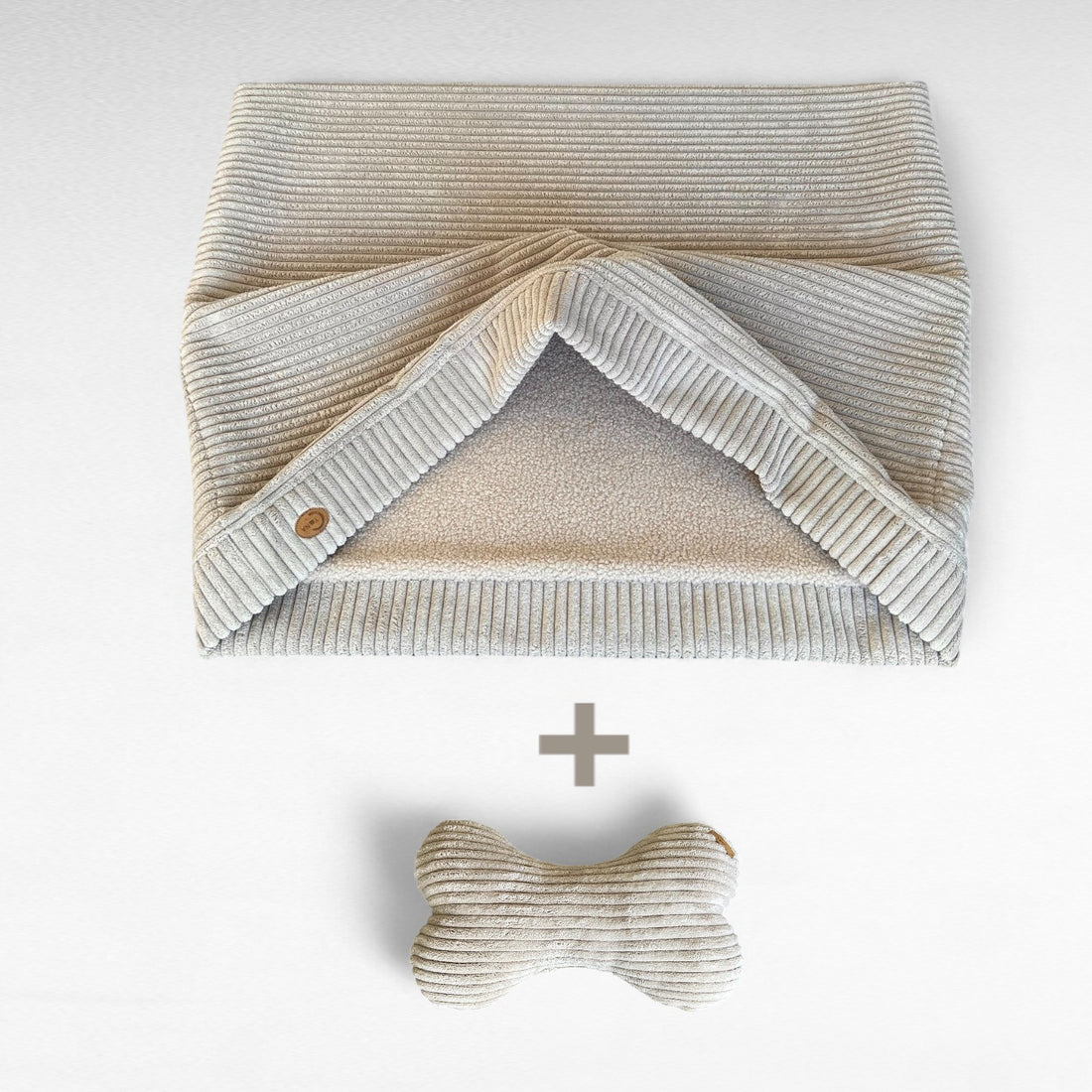 Snuggle Buggle Set | Hundeschlafsack Ono + Knochenkissen Yoko | Beige